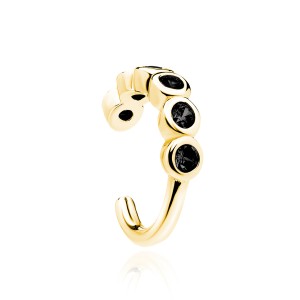 Cercel ear cuff argint placat cu aur galben cu pietre negre DiAmanti Z1878UG_B-DIA (Argint 925‰ 0,4 g.)
